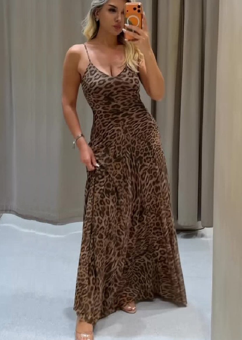 Lara μαξι φόρεμα με λεοπάρ σχέδιο