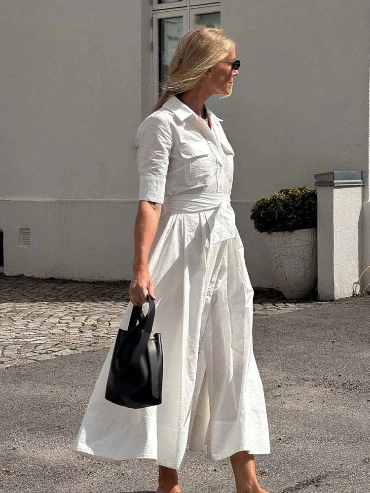 Rochie-cămașă Karen cu fundă în talie