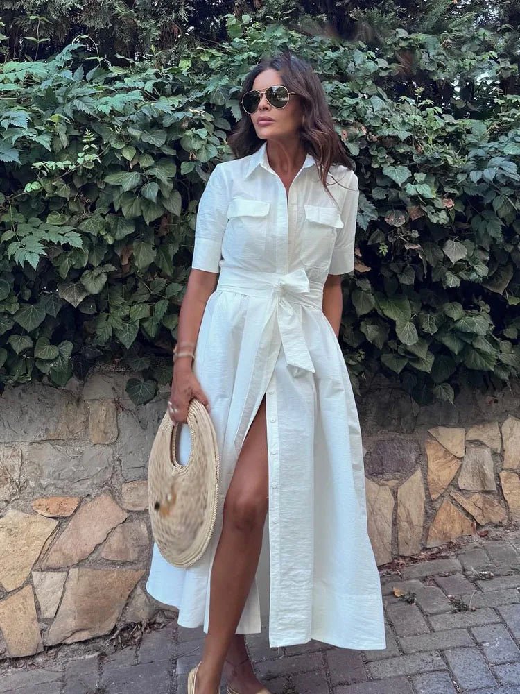 Rochie-cămașă Karen cu fundă în talie