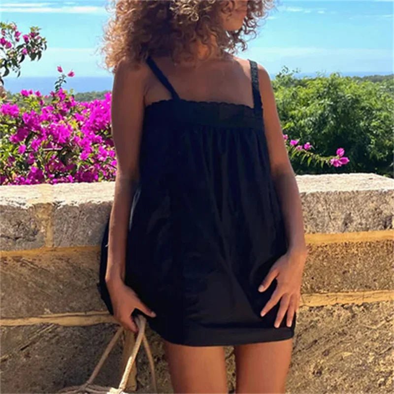Liora krajkové lemování babydoll mini šaty