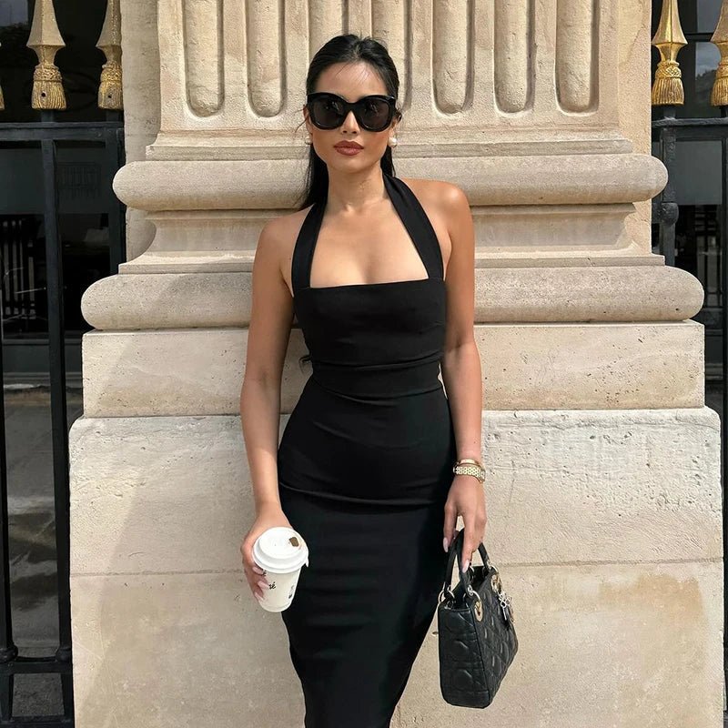 Yssa robe maxi moulante à col halter
