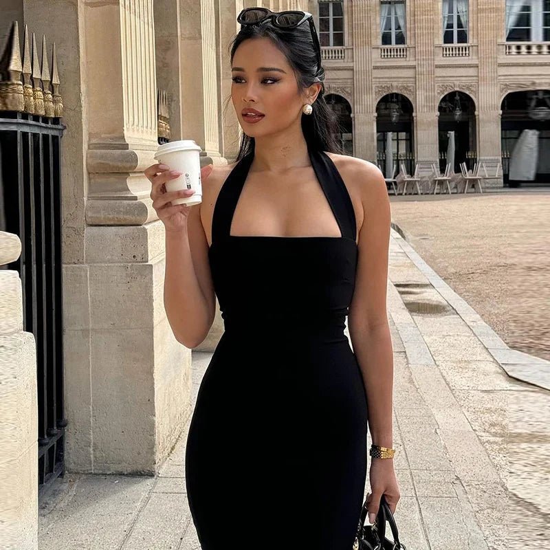 Yssa robe maxi moulante à col halter