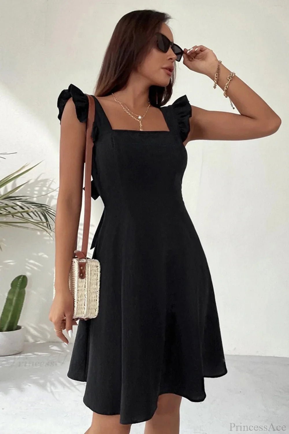 Robe mini Mary à volants et dos noué