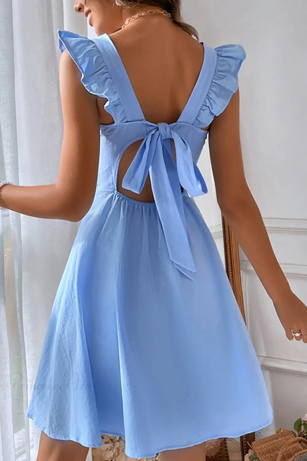 Robe mini Mary à volants et dos noué