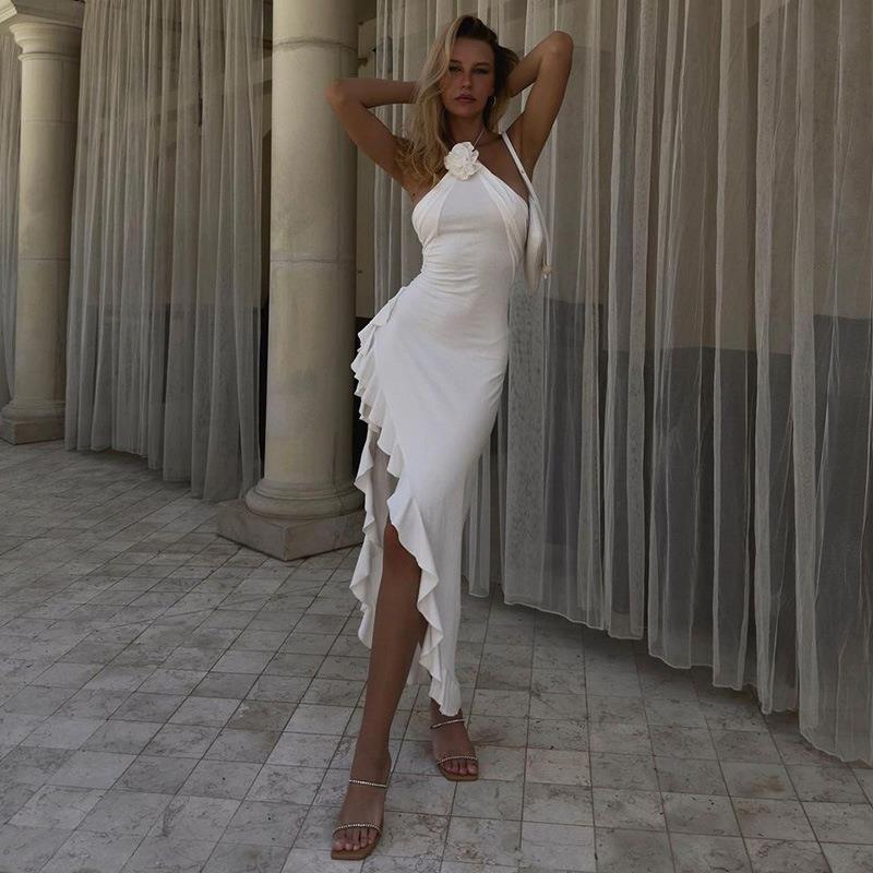 Šaty Valentina s volánky a zavazováním za krk