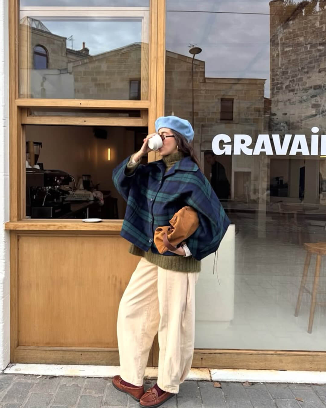 Linda oversized kostkovaná bunda se šněrováním
