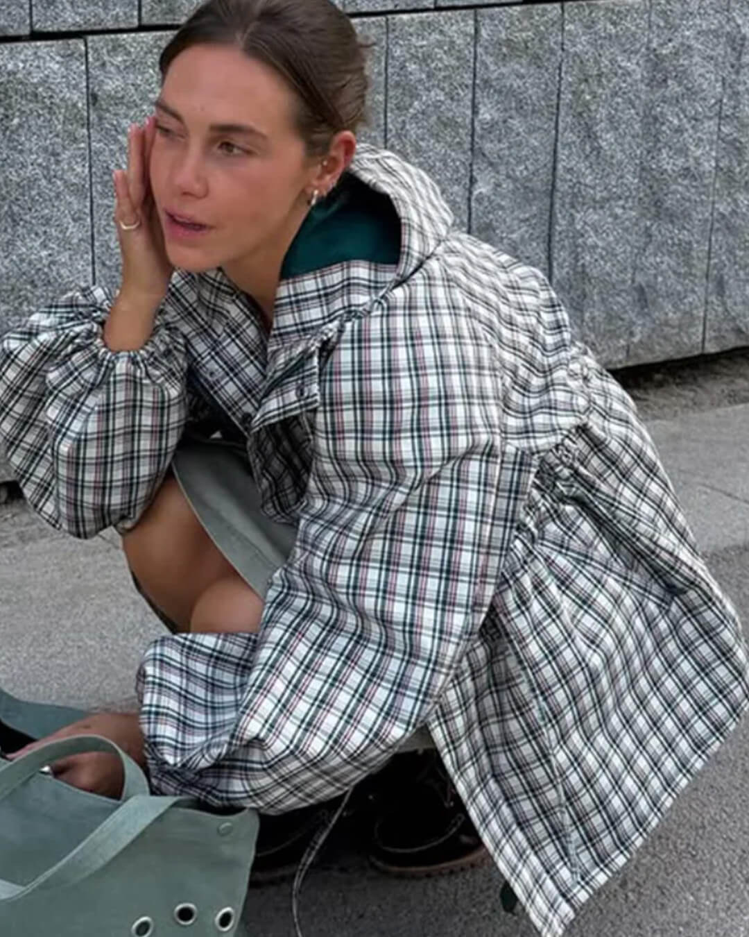 Gina retro karirana jakna s kapuljačom