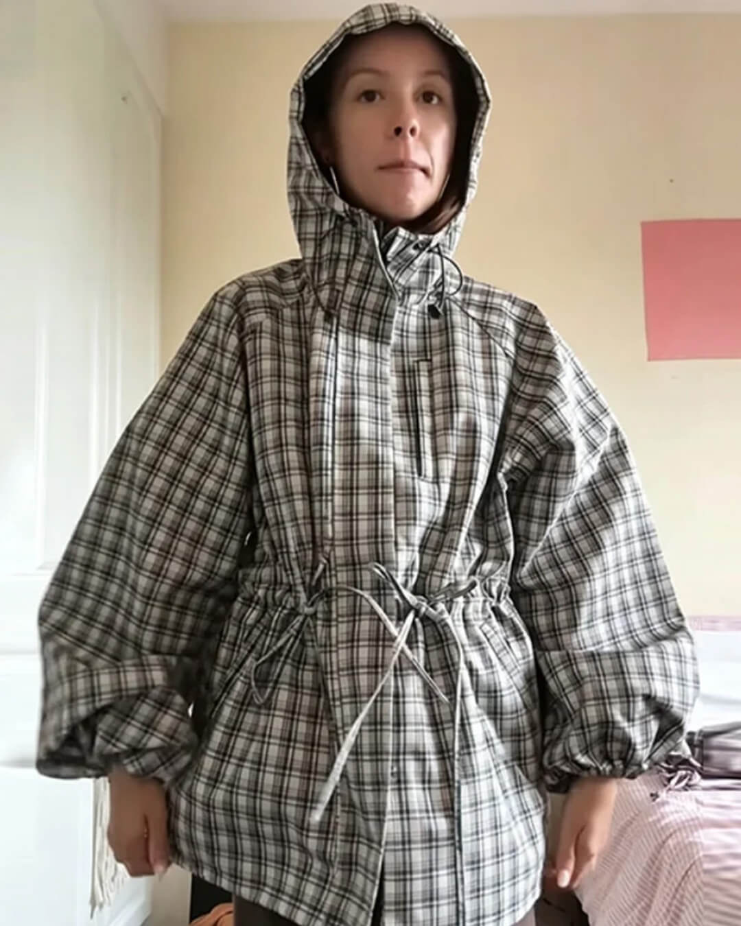 Gina retro karirana jakna s kapuljačom