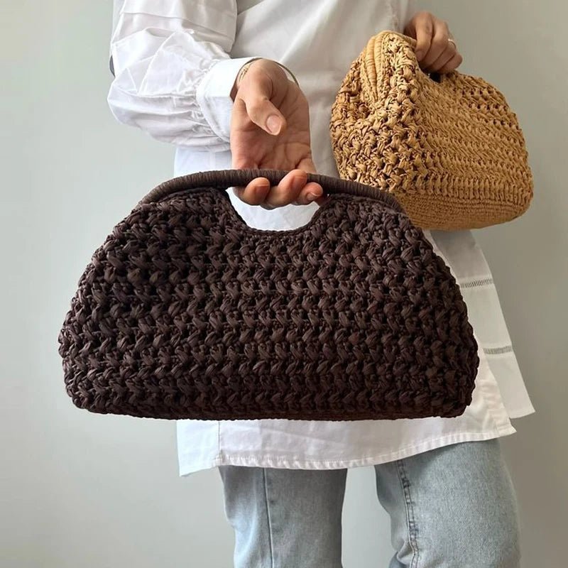 Cartera de mano Sophia de paja tejida con concha