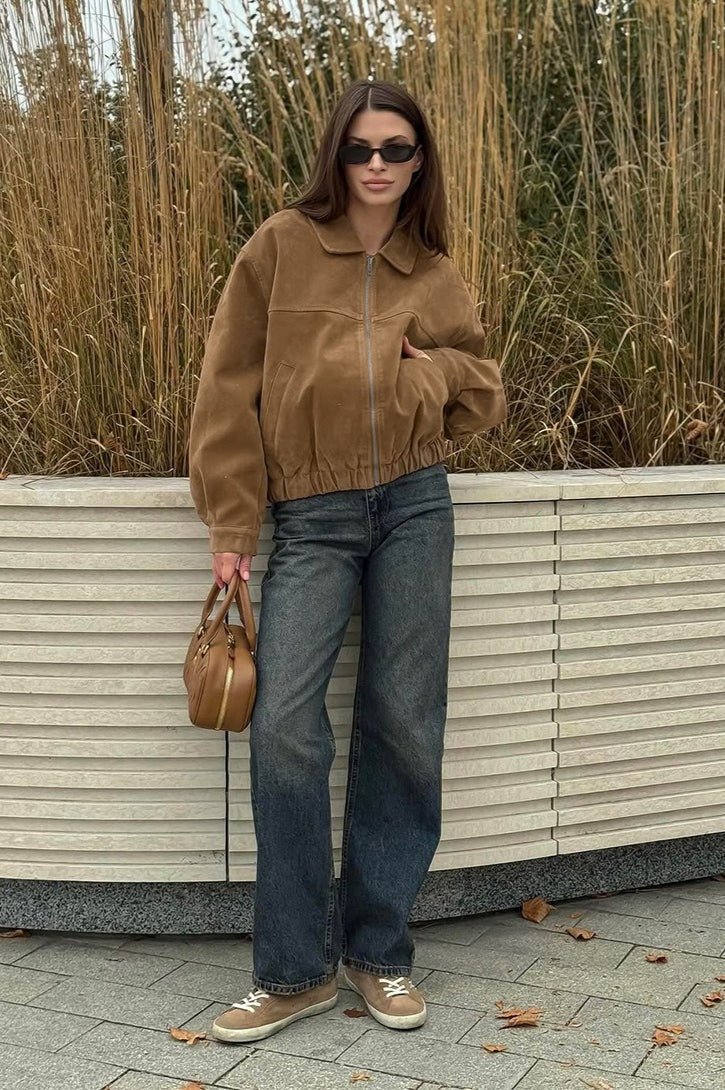 Lisa Wildleder Zip Relaxed Jacke