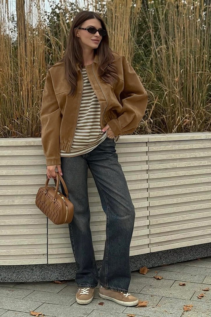 Lisa Wildleder Zip Relaxed Jacke