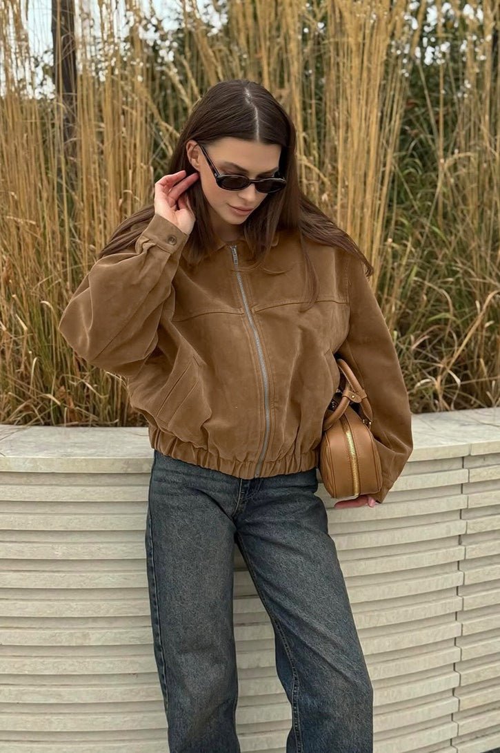 Lisa Wildleder Zip Relaxed Jacke