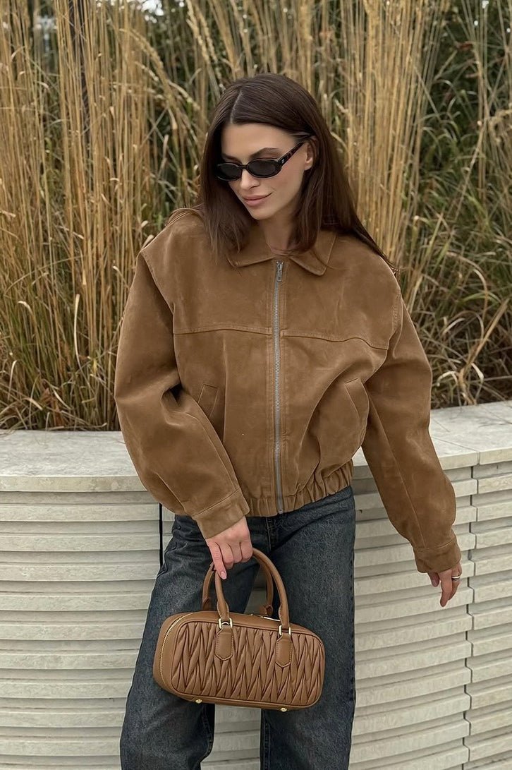 Lisa Wildleder Zip Relaxed Jacke