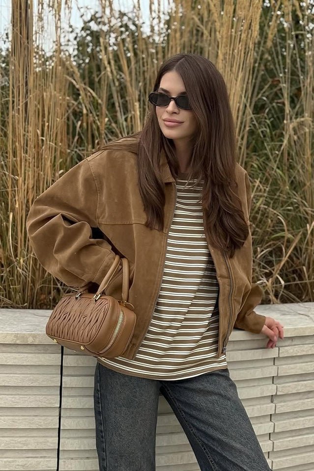 Lisa Wildleder Zip Relaxed Jacke