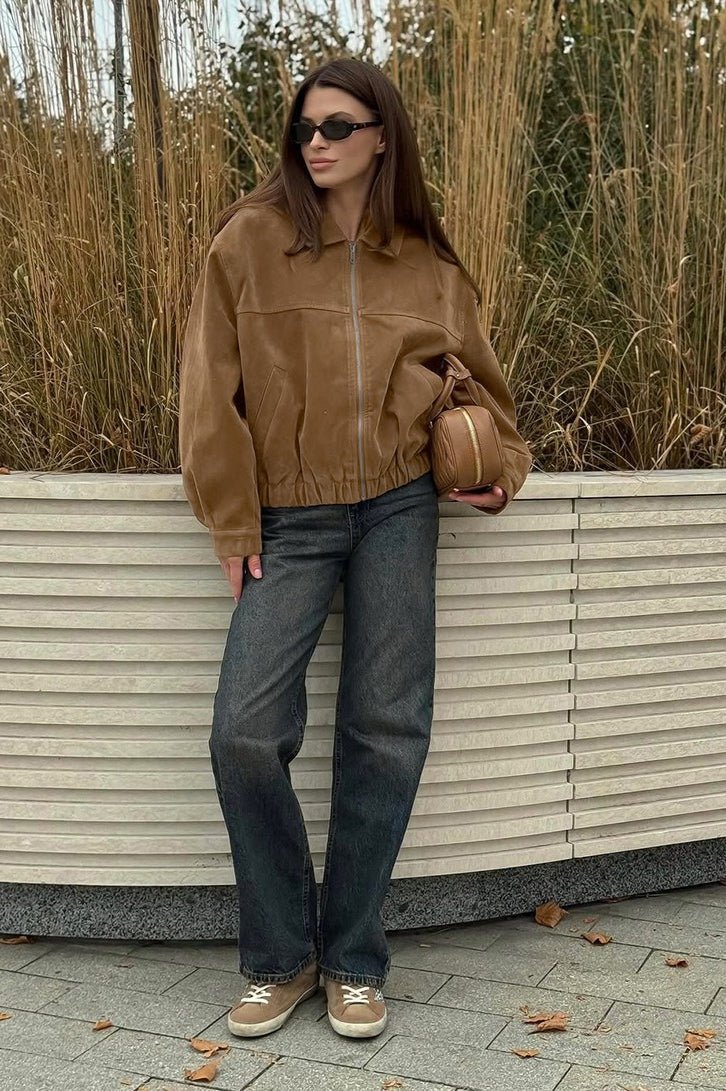 Lisa Wildleder Zip Relaxed Jacke