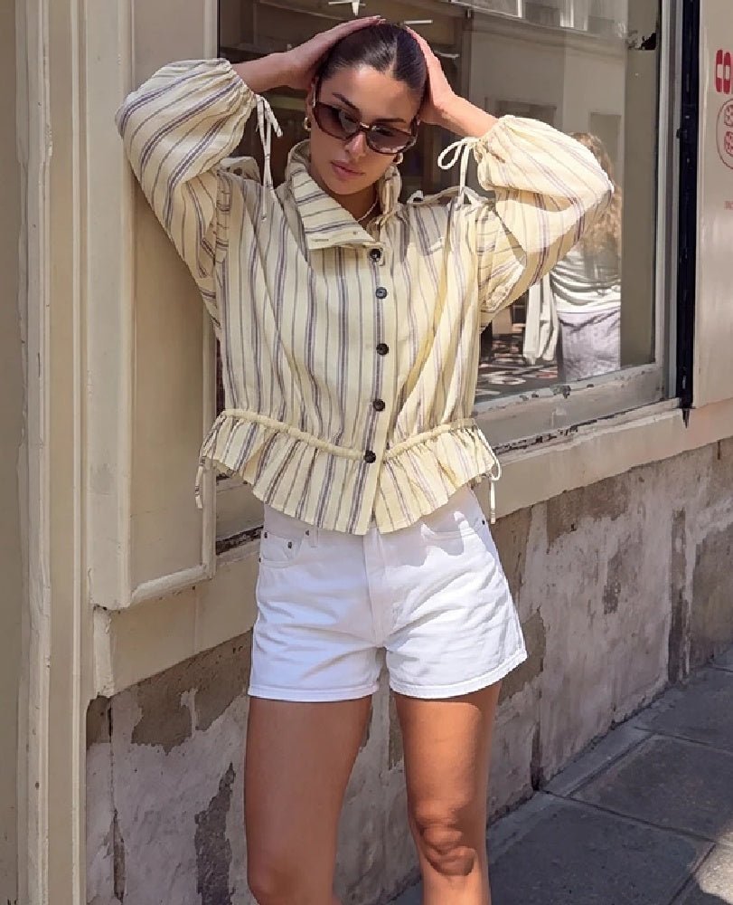 Chaqueta Melanie de rayas con cuello alto