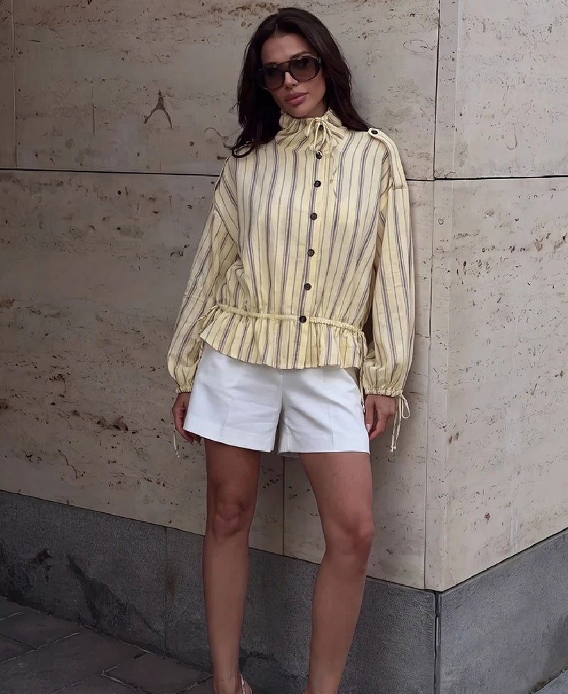 Chaqueta Melanie de rayas con cuello alto