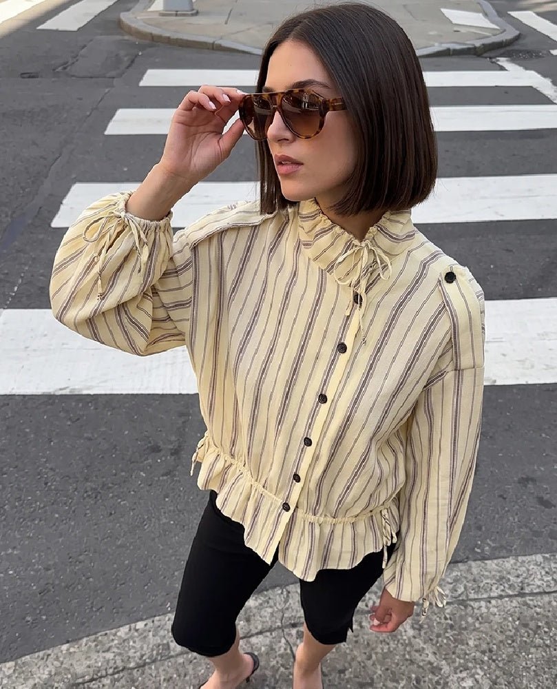 Chaqueta Melanie de rayas con cuello alto