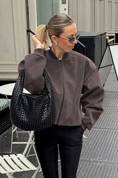 Kelly Suede Bomber Jacket