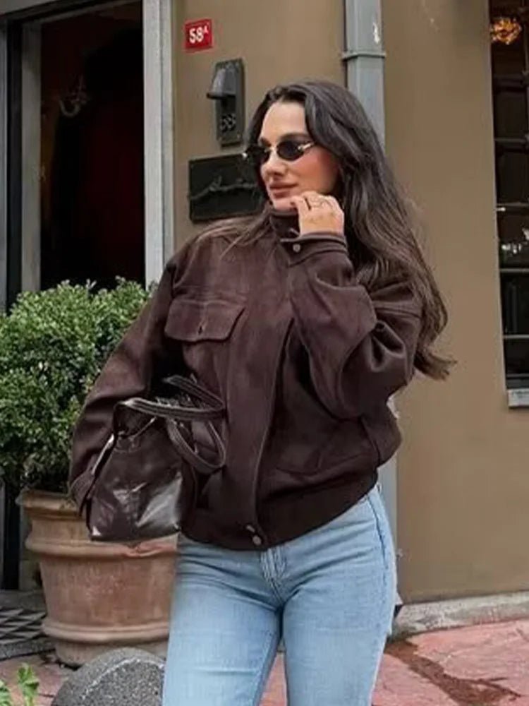 Zoe Vintage Oversized Bomber Jacket
