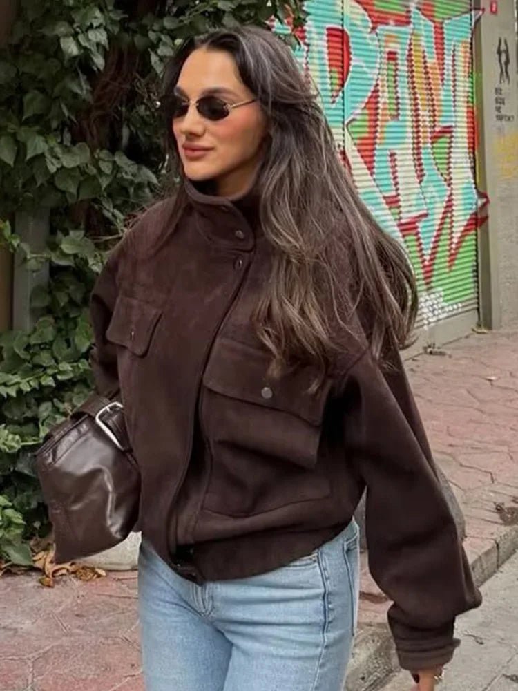 Zoe Vintage Oversized Bomber Jacket