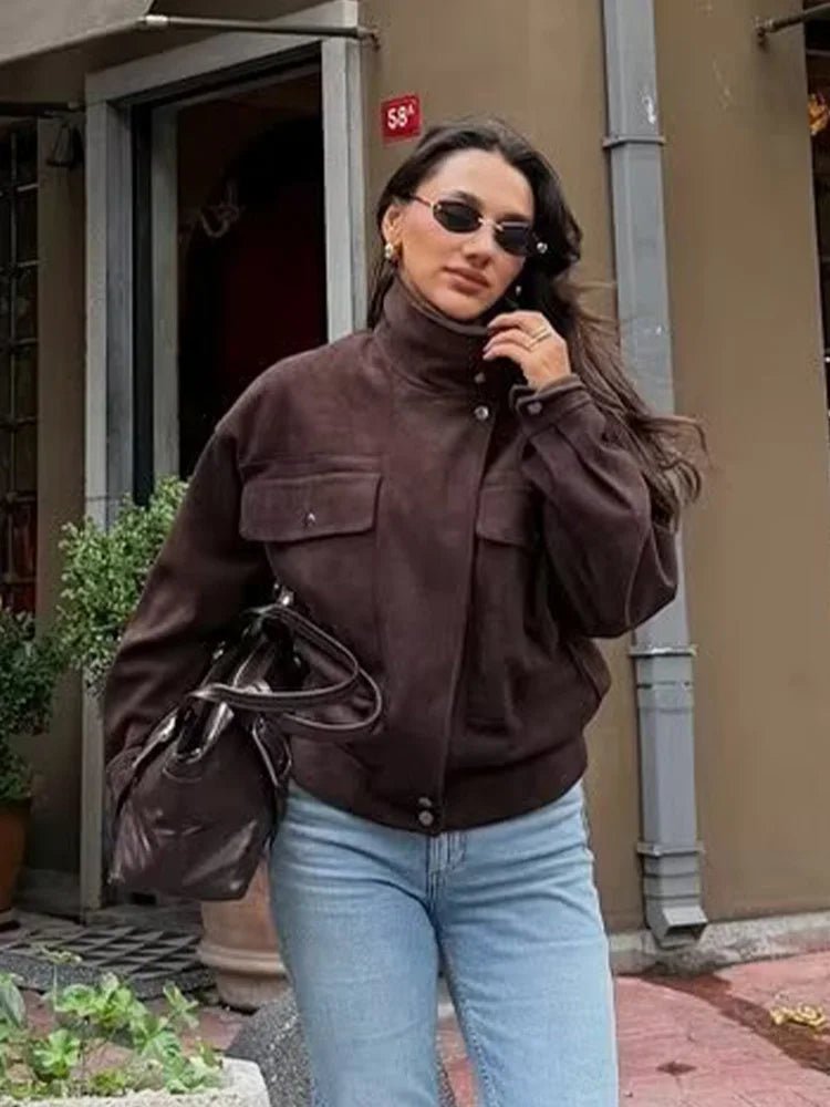 Zoe Vintage Oversized Bomber Jacket