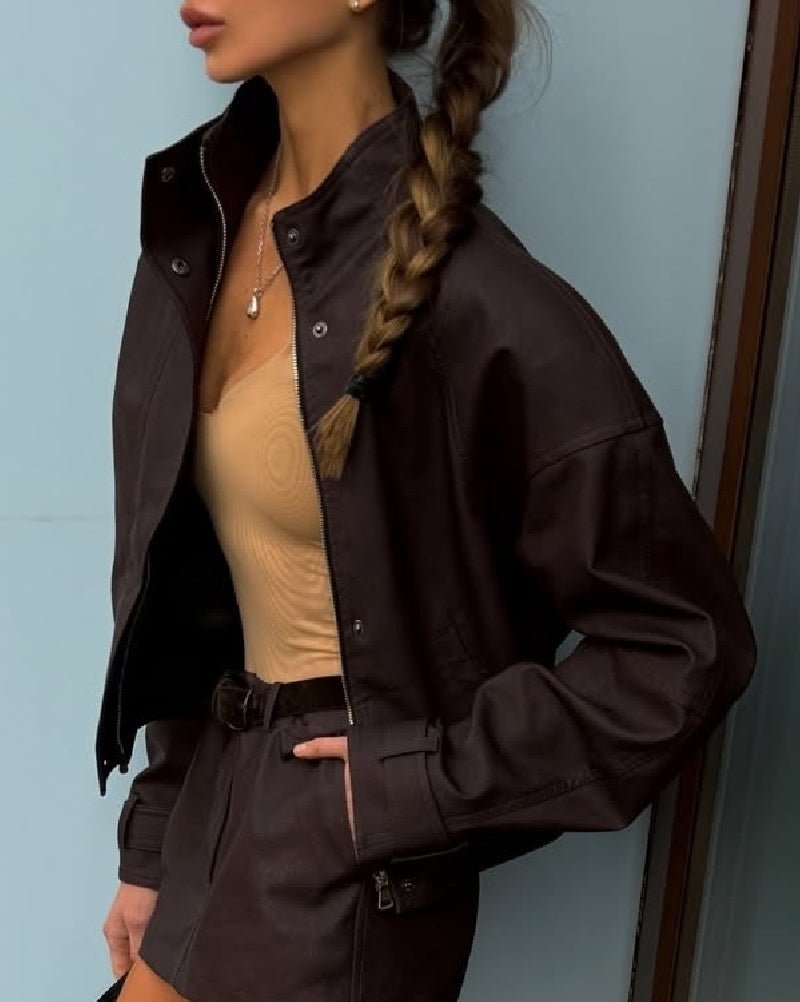 Emily μπουφάν με φερμουάρ από συνθετικό σουέτ