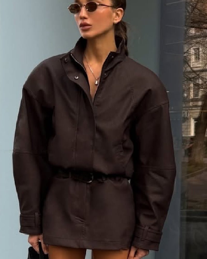 Emily μπουφάν με φερμουάρ από συνθετικό σουέτ