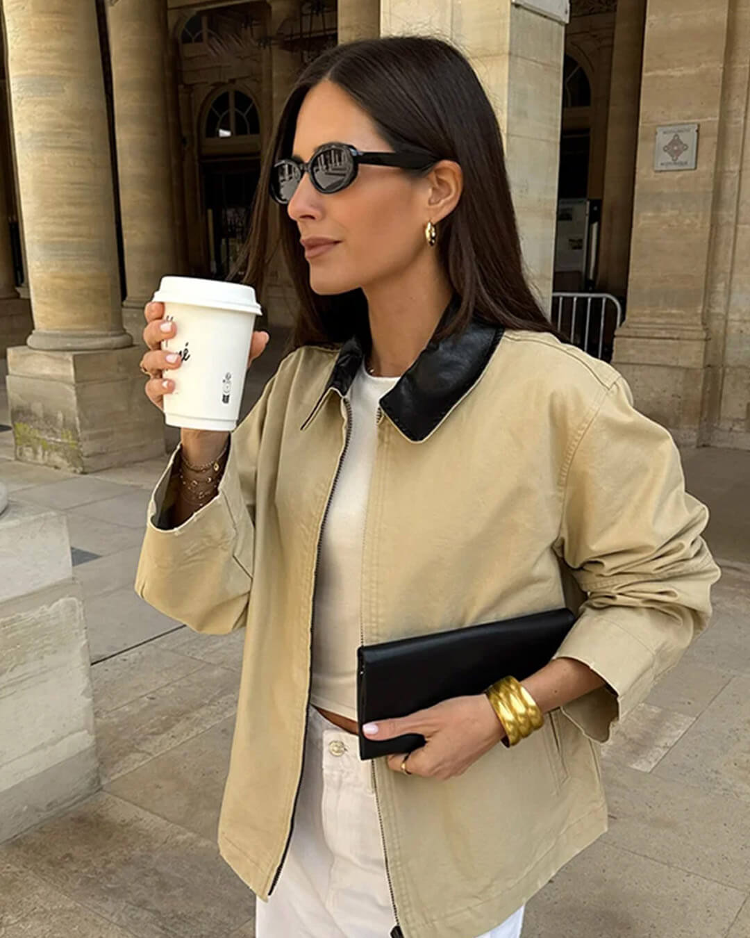 Jessica Zip-Jacke mit Kontrastkragen