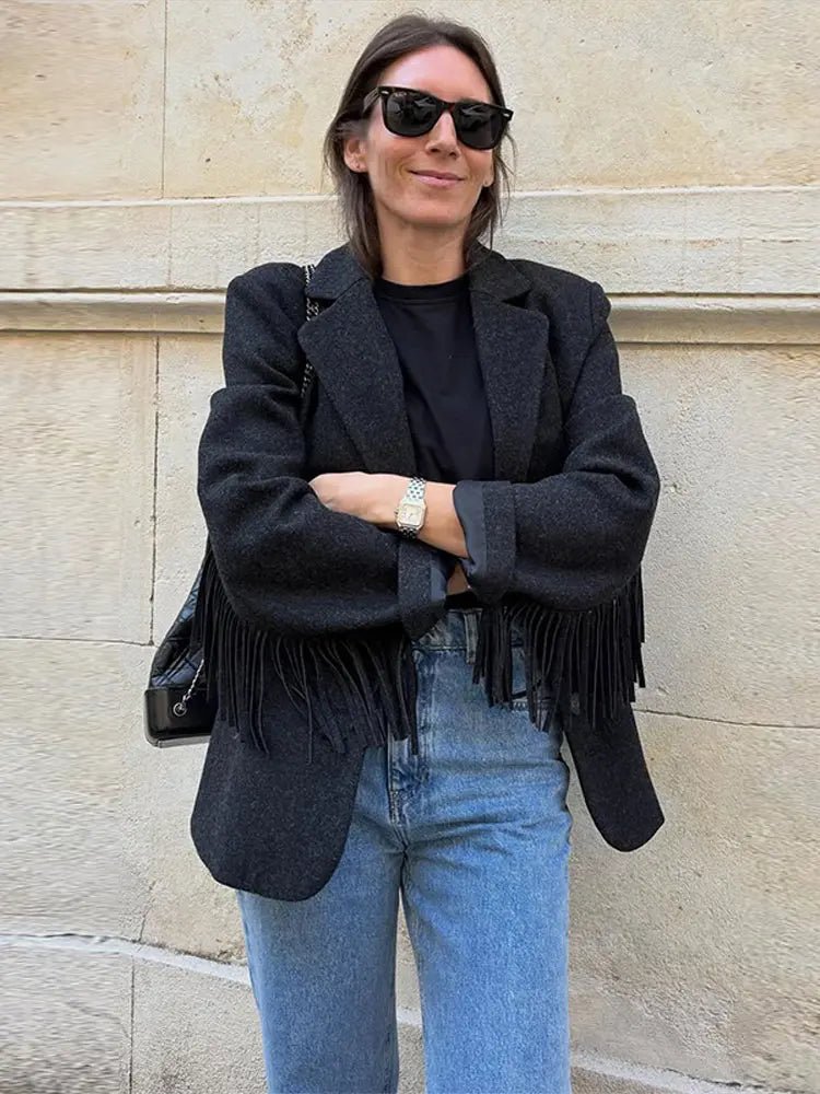 Σακάκι Claudia με διακοσμητικά κρόσσια