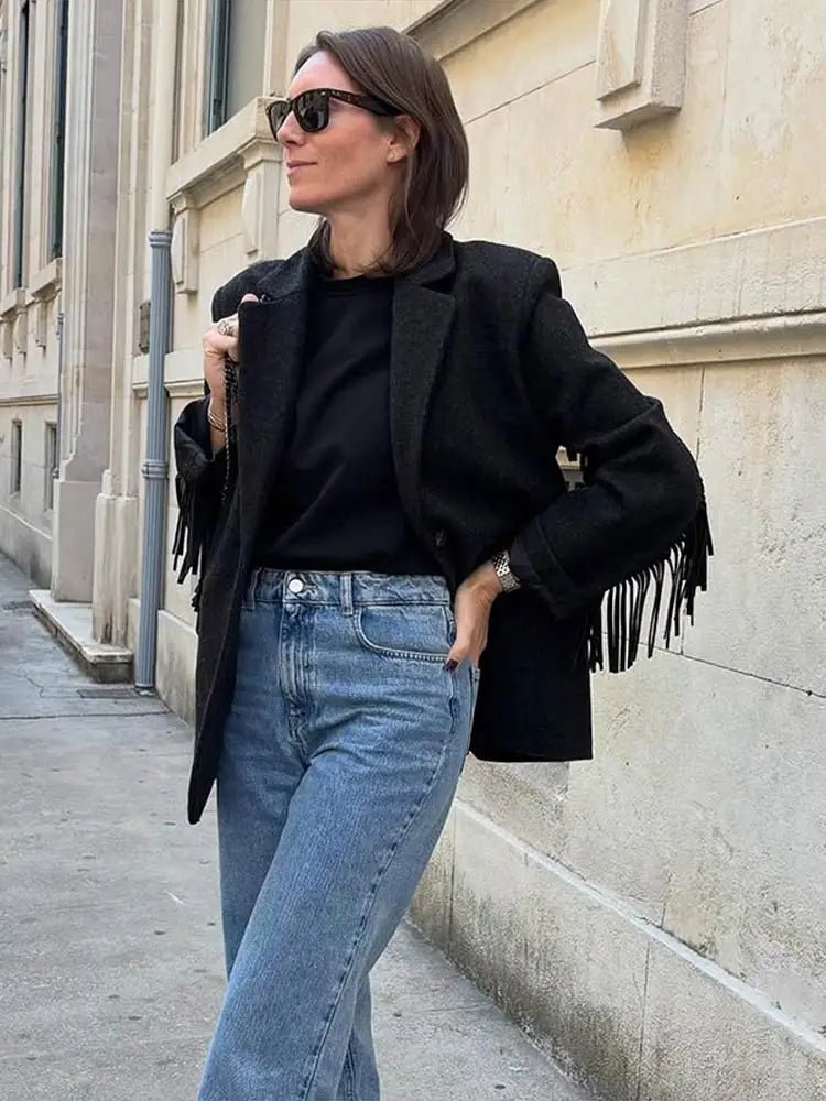 Σακάκι Claudia με διακοσμητικά κρόσσια
