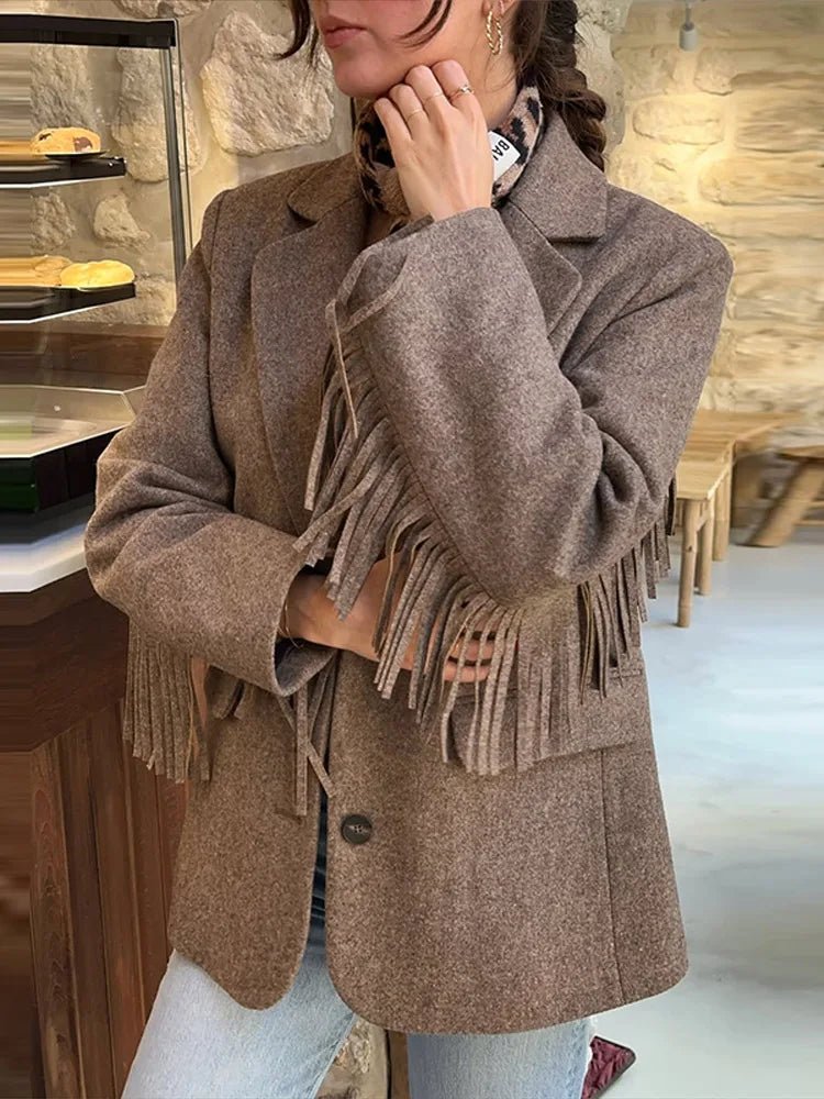 Σακάκι Claudia με διακοσμητικά κρόσσια