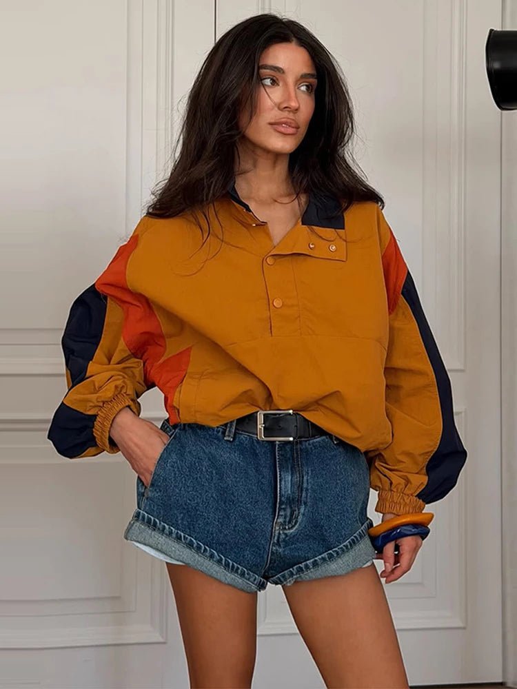 Olivia Oversized Colorblock Cropped Jacke