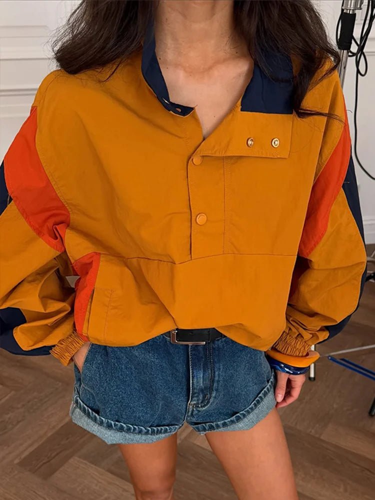 Olivia Oversized Colorblock Cropped Jacke