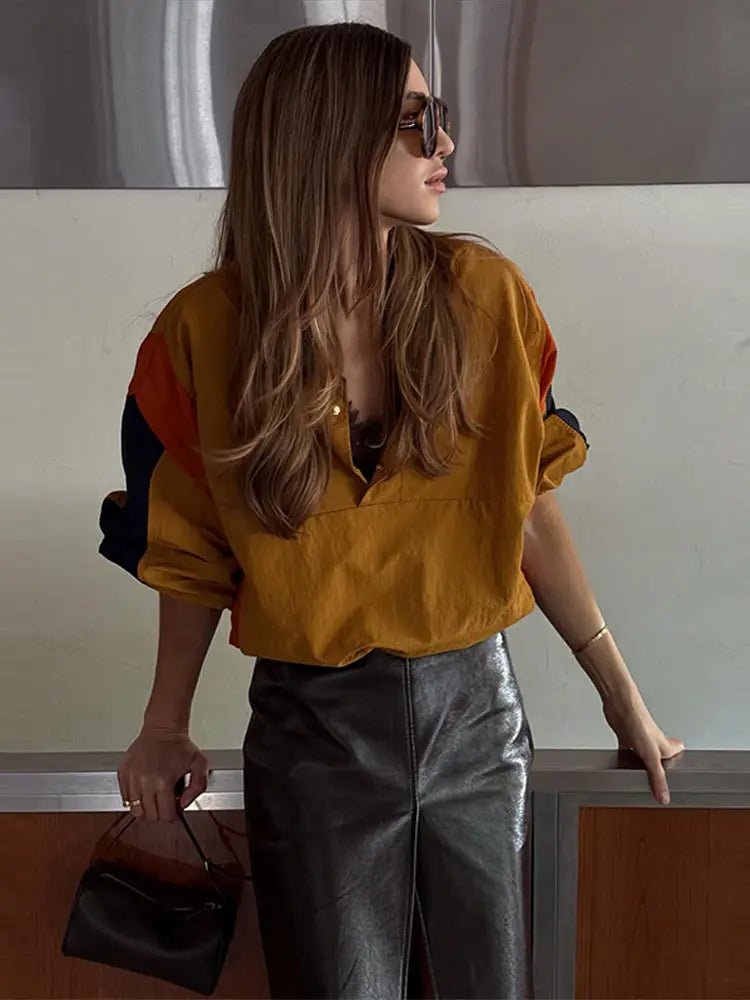 Olivia Oversized Colorblock Cropped Jacke