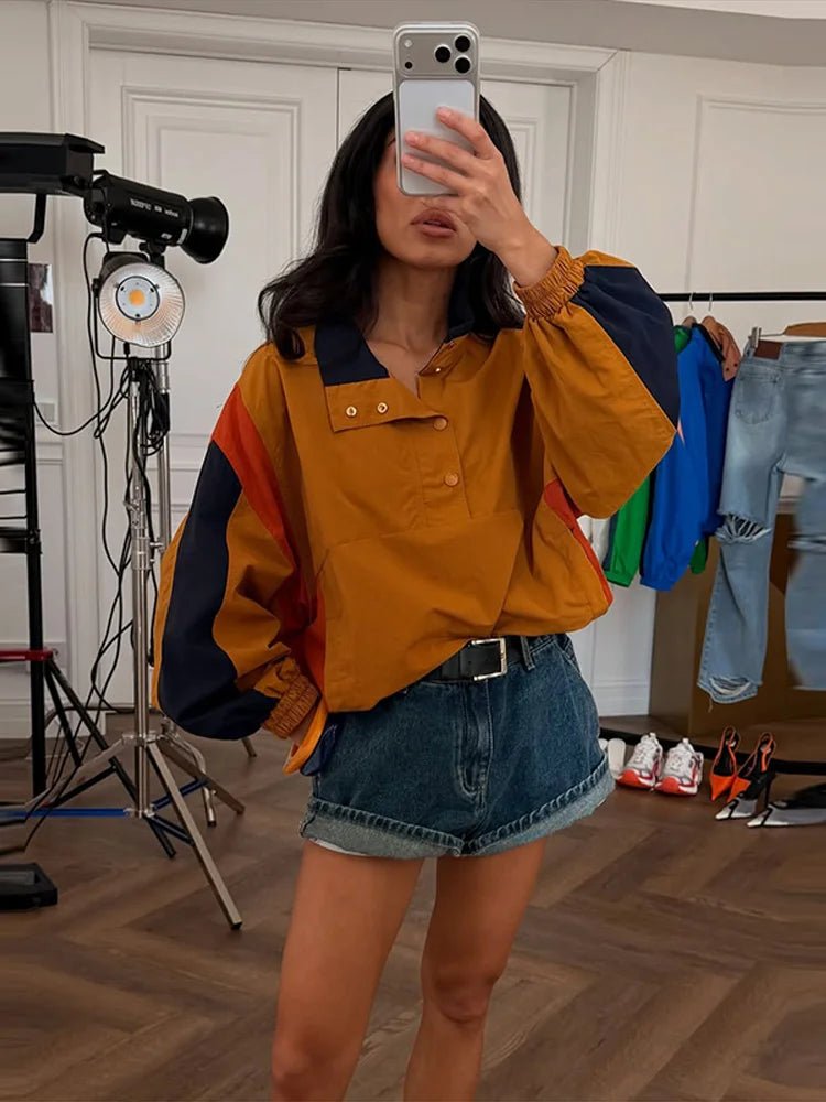 Olivia Oversized Colorblock Cropped Jacke