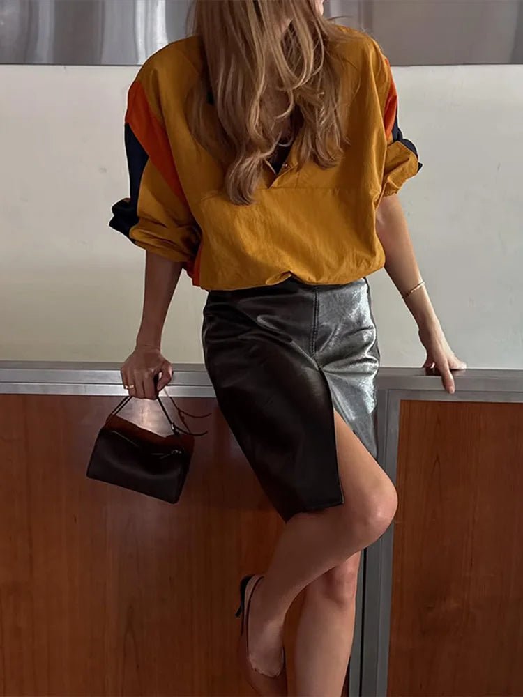 Olivia Oversized Colorblock Cropped Jacke