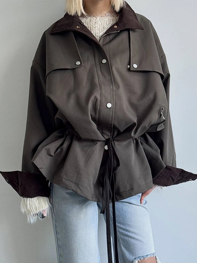 Miriam Contrast Collar Windbreaker Jacket