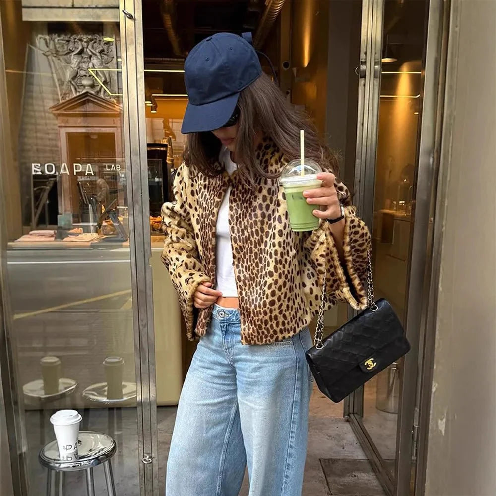 Katie Leopard Faux Fur Jacket