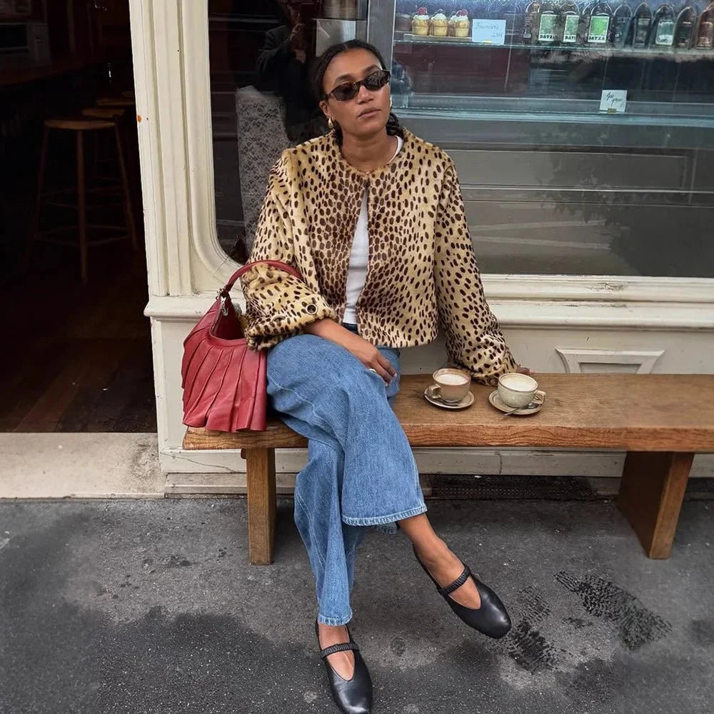 Katie Leopard Faux Fur Jacket