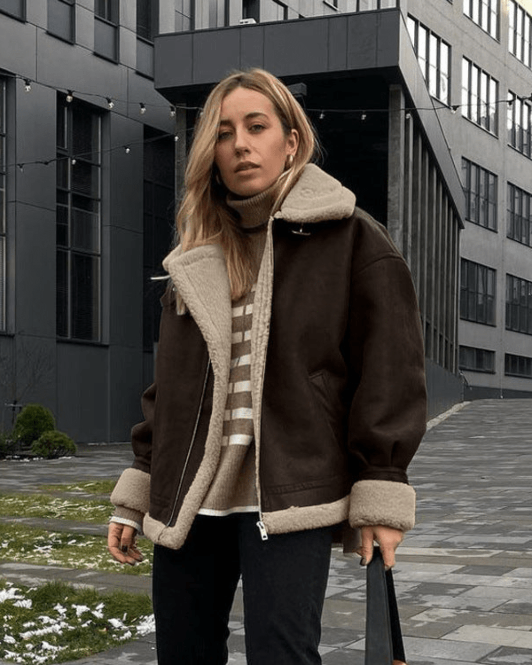 Gina Jachetă din piele ecologică tip suede