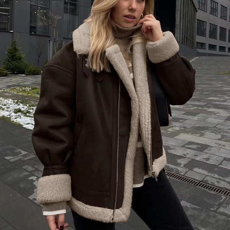 Gina Jachetă din piele ecologică tip suede