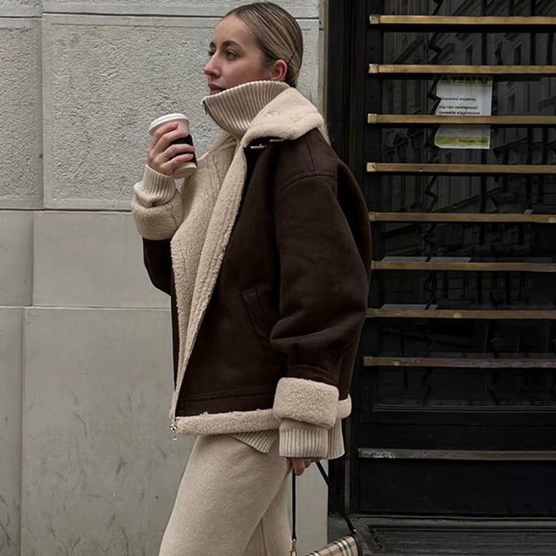 Gina Jachetă din piele ecologică tip suede