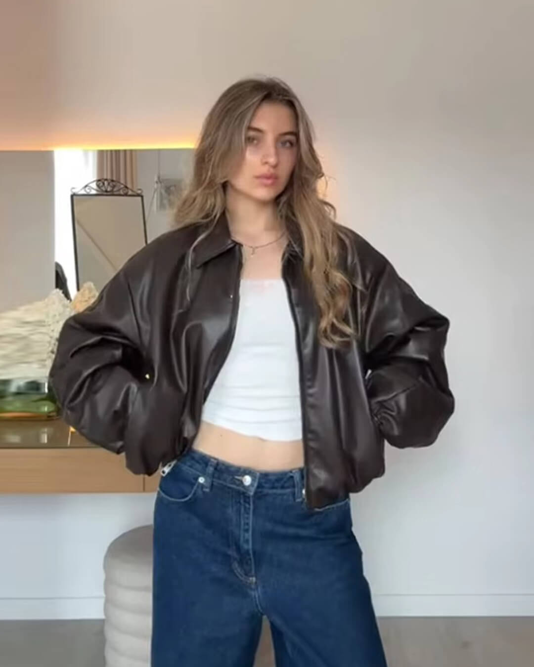 Bomber bunda ze syntetické kůže Sienna