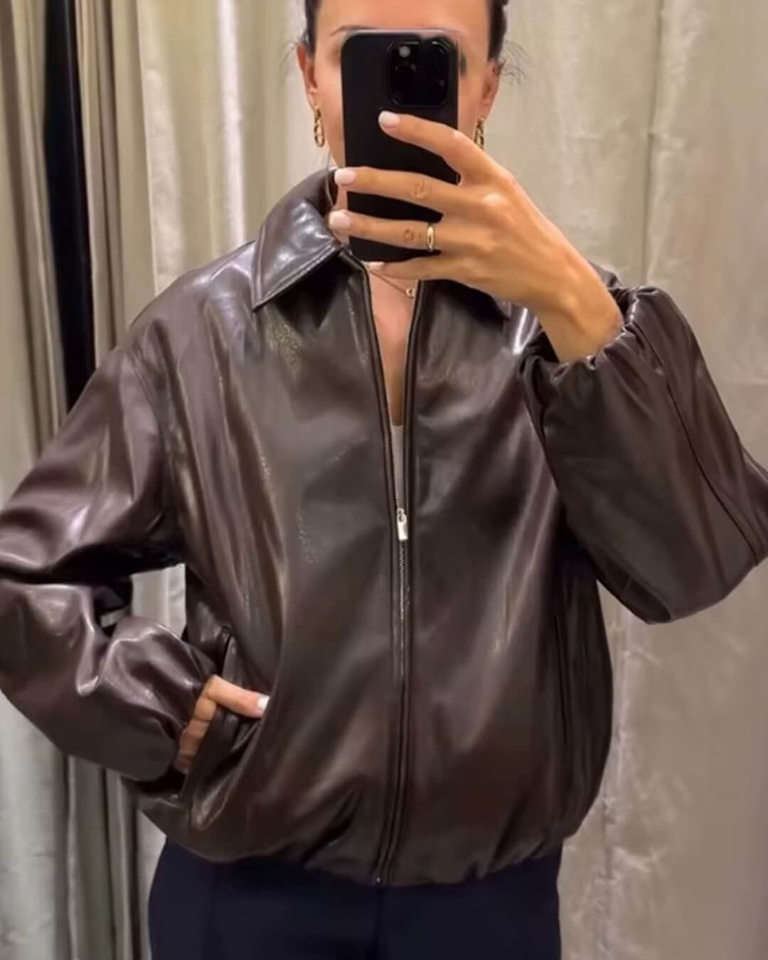 Bomber bunda ze syntetické kůže Sienna