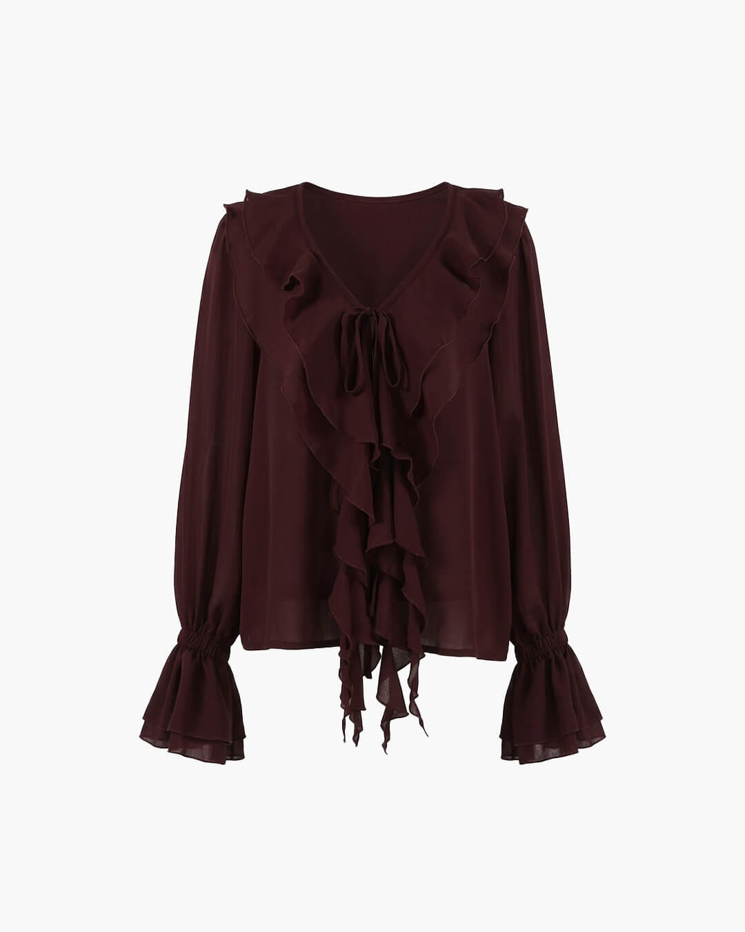 Blusa Monica con fiocco al collo e volant