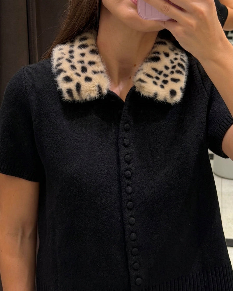 Cárdigan top de punto con pelo sintético estilo Bambi Ella
