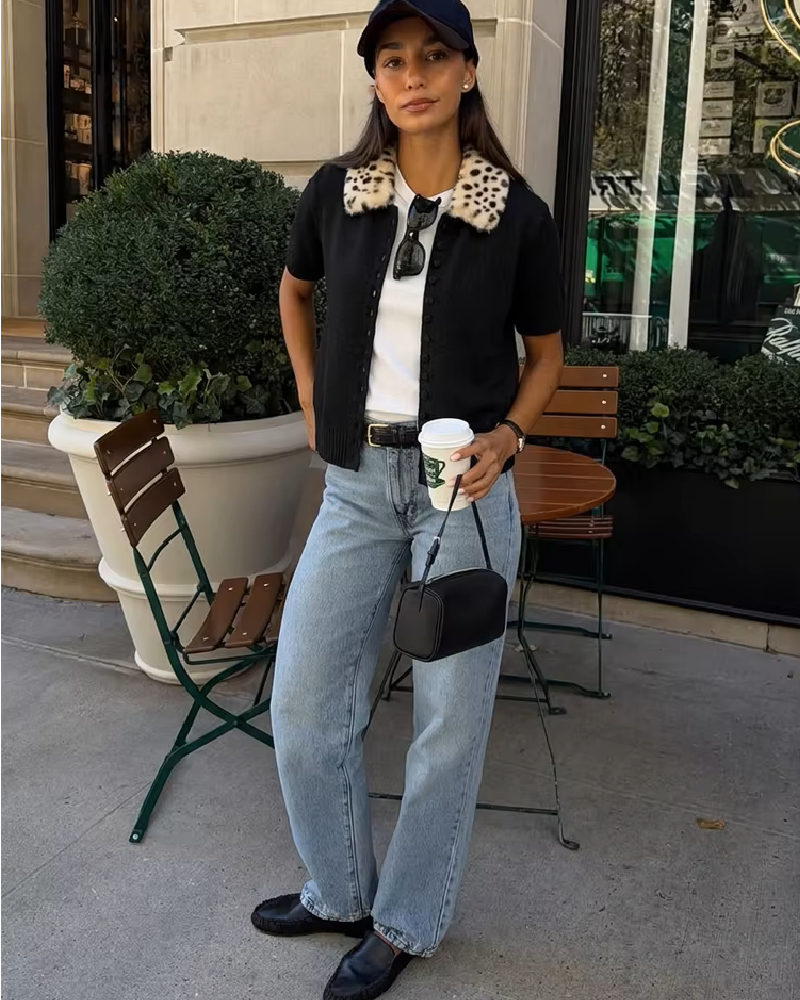 Cárdigan top de punto con pelo sintético estilo Bambi Ella