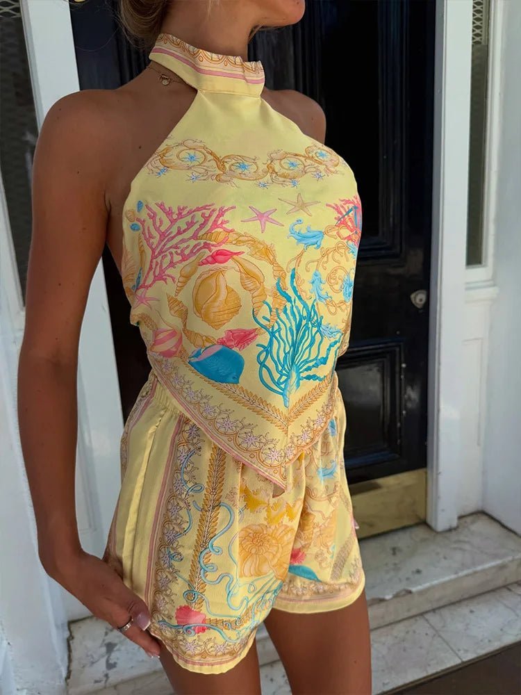 Ensemble deux pièces Kate halter imprimé