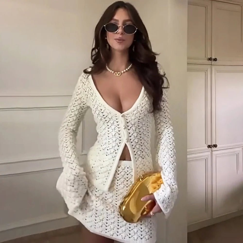 Cordelia pletený kardigan s sukní